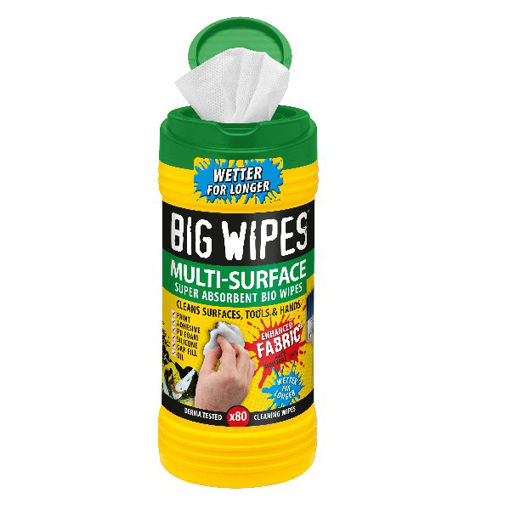 Picture of Big Wipes Multi-Surface Pro+ Bio antiviral wipes (green top) - Tub of 80