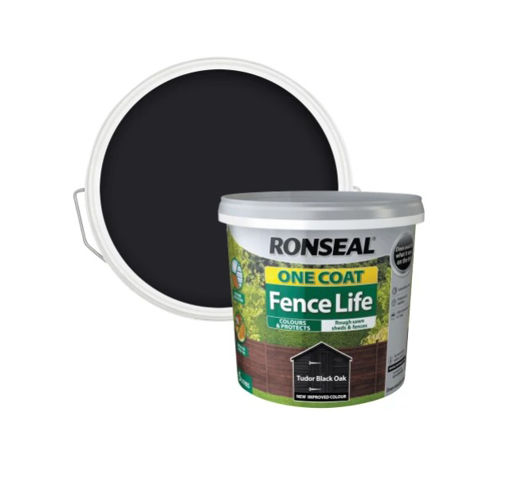 Picture of Ronseal One Coat Fence Life Tudor Black Oak 5 litre