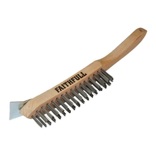 Picture of Heavy-Duty Scratch Brush with Scraper - 4 Row