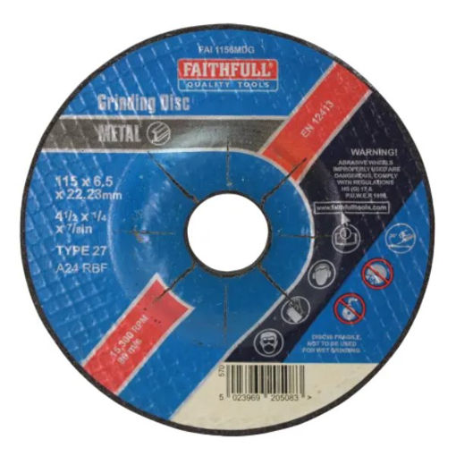 Picture of Depressed Centre Metal Grinding Disc 115 x 6.5 x 22.23mm