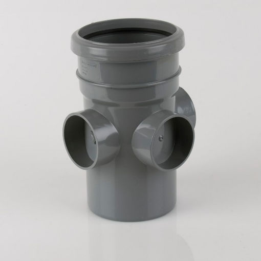 Picture of Brett Martin 110mm x Single Socket Triple Boss Pipe - Grey