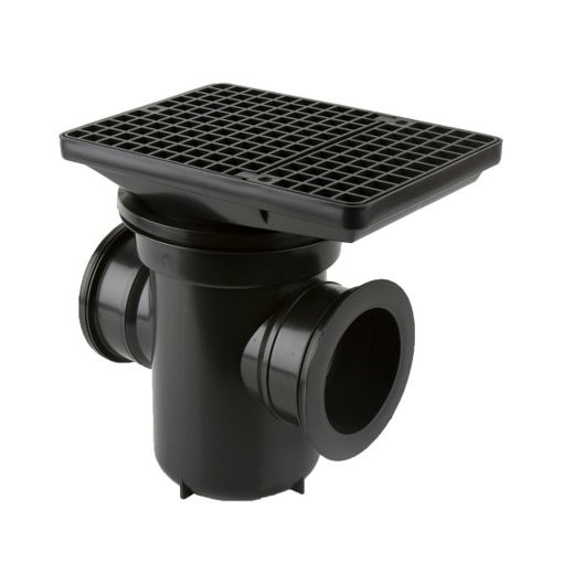 Picture of Brett Martin Back Inlet Roddable Gully 90° Outlet Rectangular Grid* - Black