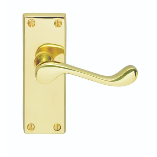 Picture of Contract Victorian Scroll Lever On Backplate Polished Brass