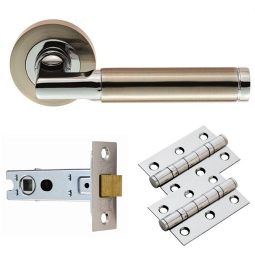Picture of Belas Lever On Rose Latch Pack Polished Chrome/ Satin Nickel