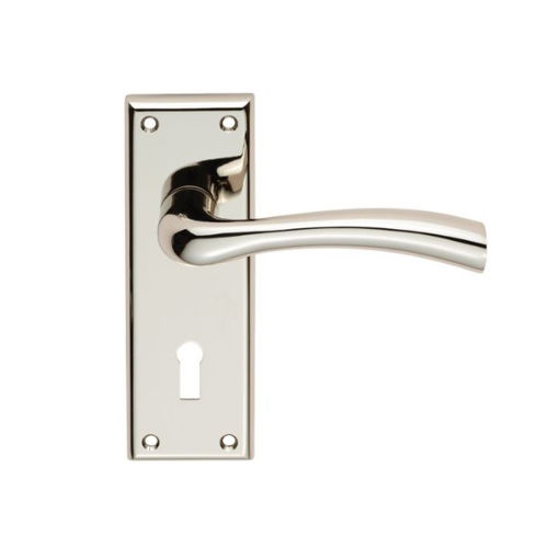 Picture of Carlisle Brass Polished Nickel Serozzetta Cinquanta Lock Lever On Backplate