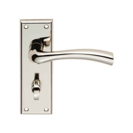 Picture of Carlisle Brass Polished Nickel Serozzetta Cinquanta Bathroom Lever On Backplate