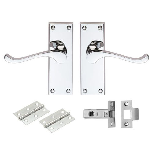 Picture of Carlisle Brass Polished Chrome Contract Victorian Scroll Latch Pack