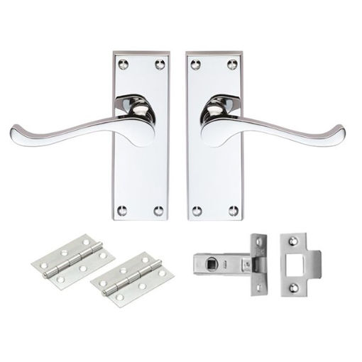 Picture of Contract Victorian Scroll Latch Pack Polished Chrome