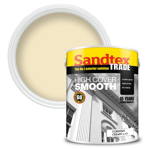 Picture of Sandtex Trade High Cover Smooth Masonry Paint - 5L - Cornish Cream