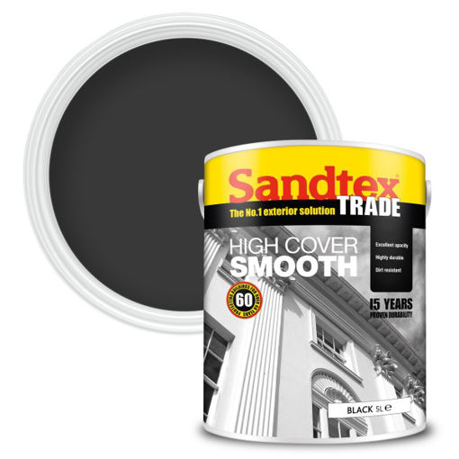Picture of Sandtex Trade High Cover Smooth Masonry Paint - 5L - Black