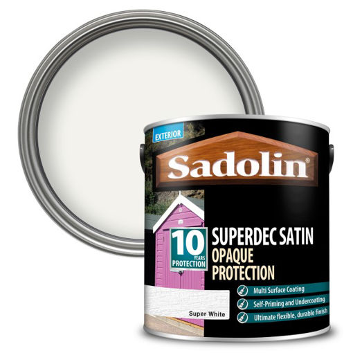 Picture of Sadolin Superdec Satin Woodstain - 2.5L - Super White