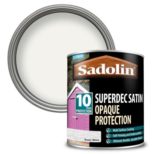 Picture of Sadolin Superdec Satin Woodstain - 1L - Super White