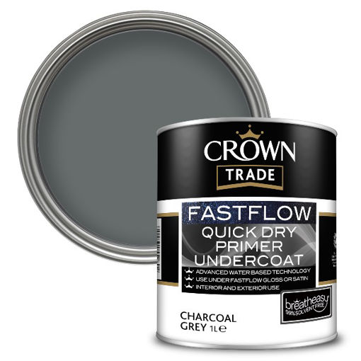 Picture of Crown Trade Fastflow Quick Dry Primer Undercoat - 1L - Charcoal Grey