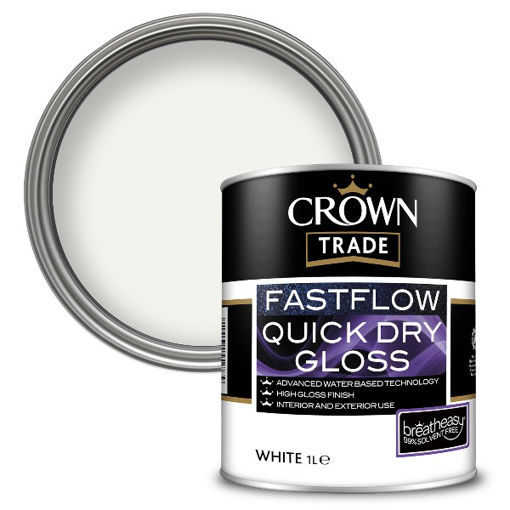 Picture of Crown Trade Fastflow Quick Dry Gloss - 1L - White