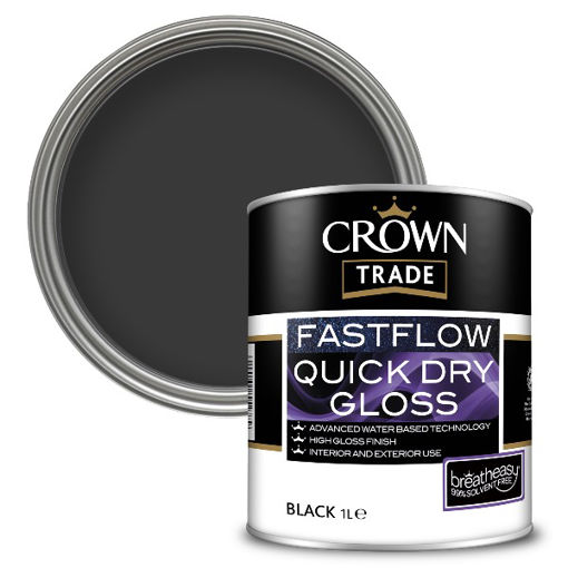 Picture of Crown Trade Fastflow Quick Dry Gloss - 1L - Black