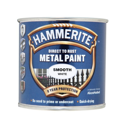 Picture of Hammerite Metal Paint Smooth White 250ml