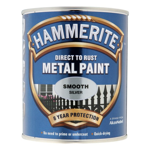 Picture of Hammerite Metal Paint Smooth Silver 750ml