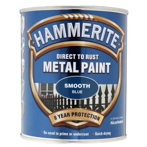 Picture of Hammerite Metal Paint Smooth Blue 750ml