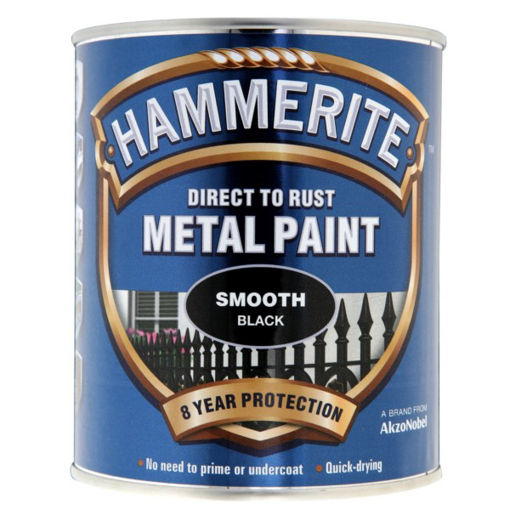 Picture of Hammerite Metal Paint Smooth Black 750ml