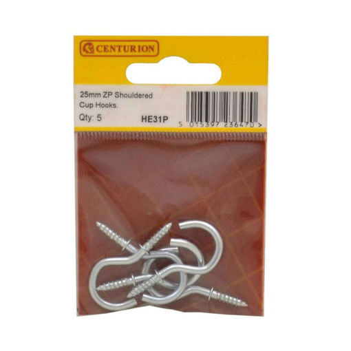 Picture of Centurion 25mm ZP Shouldered Cup Hook (Pack of 5)