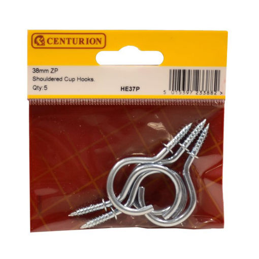 Picture of Centurion 38mm ZP Shouldered Cup Hooks (Pack of 5)