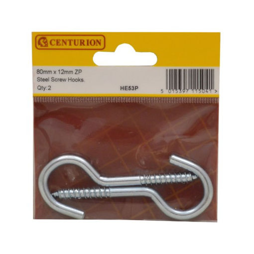 Picture of Centurion Steel Screw Hooks, 80mm x 12mm, Zinc Plated