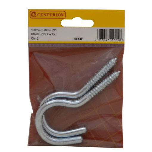 Picture of Centurion 100mm x 7.3mm ZP Steel Screw Hooks (Pack of 2)