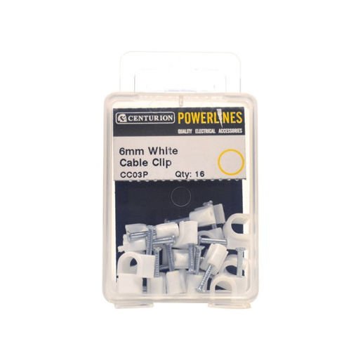 Picture of Centurion White Cable Clips 6mm