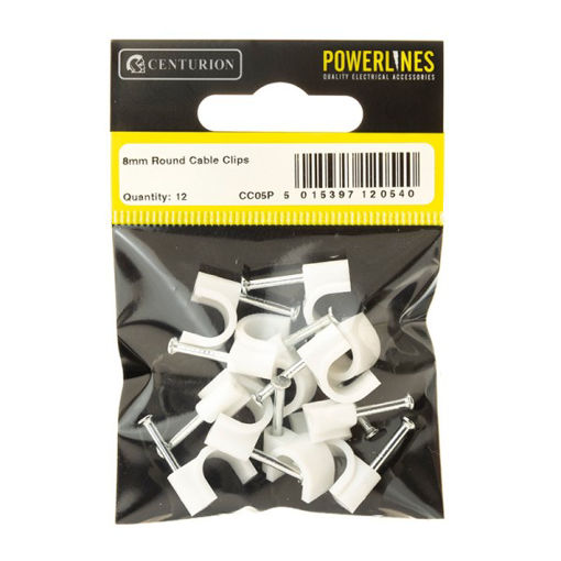 Picture of Centurion White Cable Clips 8mm