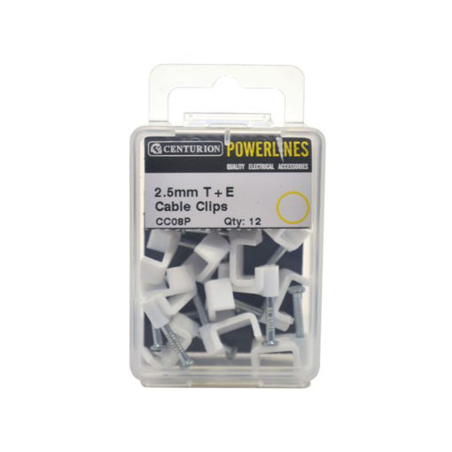 Picture of Centurion White T+E Cable Clips 2.5mm