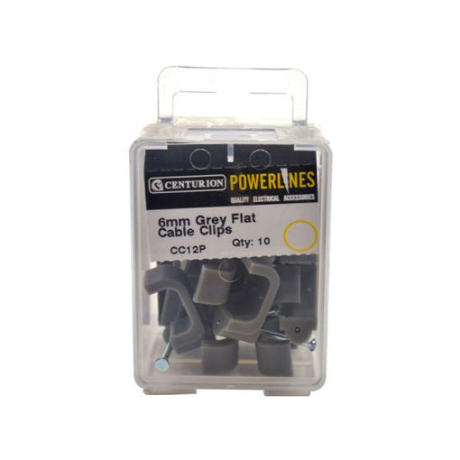 Picture of Centurion 6mm Flat T+E Grey Cable Clip (Pack of 10)