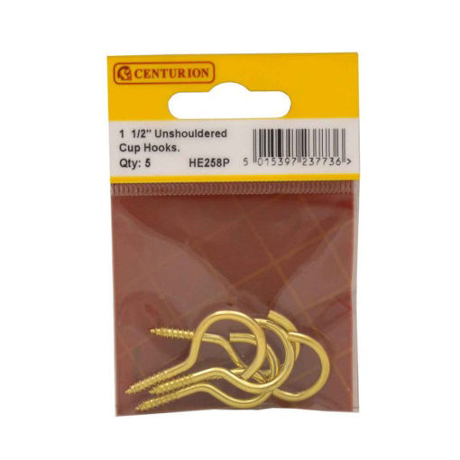 Picture of (DISCONTINUED) Centurion Unshouldered Cup Hooks, 40mm, Brassed