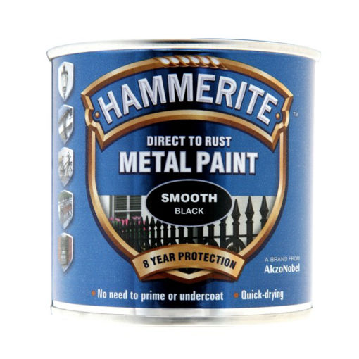 Picture of Hammerite Metal Paint Smooth Black 250ml