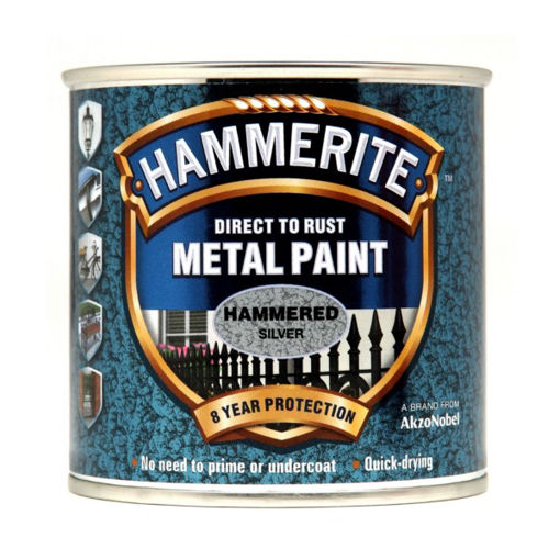 Picture of Hammerite Metal Paint Hammered Silver 250ml