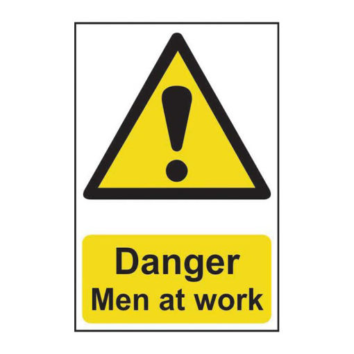 Picture of ‘Danger Men At Work’ Sign, Self-Adhesive Semi-Rigid PVC (200mm x 300mm)
