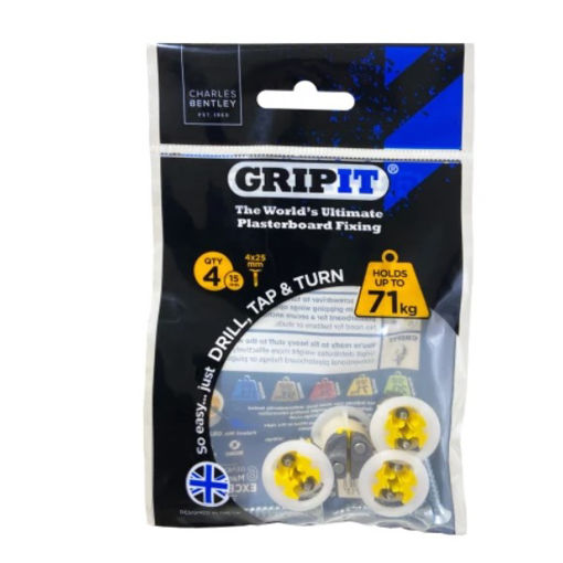 Picture of GRIPIT Yellow Plasterboard Fixings 15mm (Pack 4)