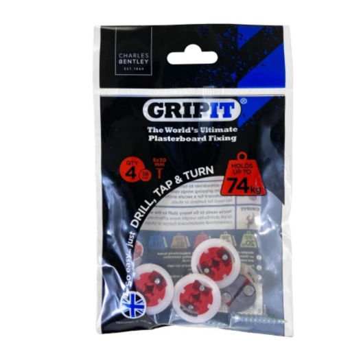 Picture of GRIPIT Red Plasterboard Fixings 18mm (Pack 4)