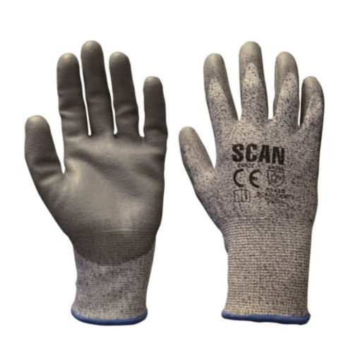 Picture of (DISCONTINUED) Grey PU Coated Cut 5 Gloves - L (Size 9)
