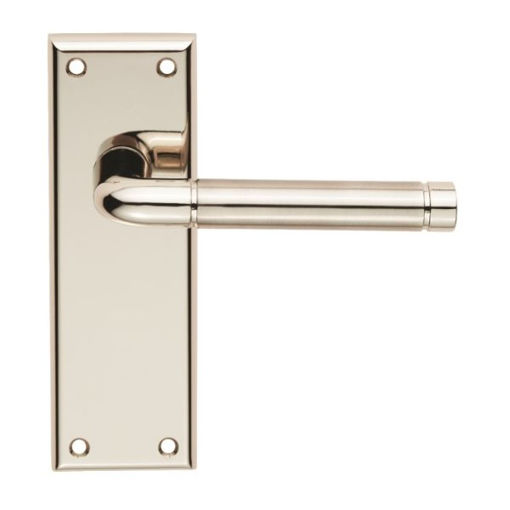 Picture of Serozzetta Quaranta Latch Lever On Latch Backplate Polished/ Satin Nickel