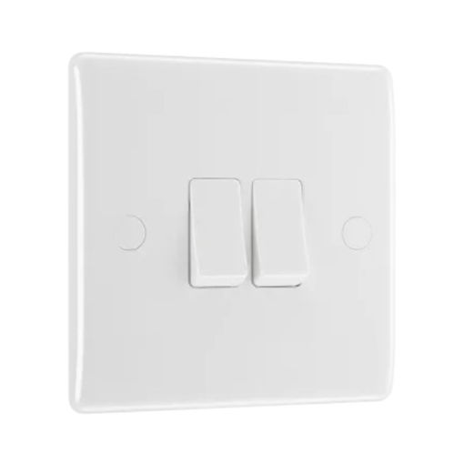 Picture of Single, Double Light Switch, 2 Way - 800 Series White Moulded