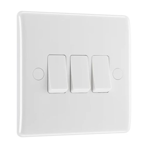 Picture of Single, Triple Light Switch, 2 Way - 800 Series White Moulded