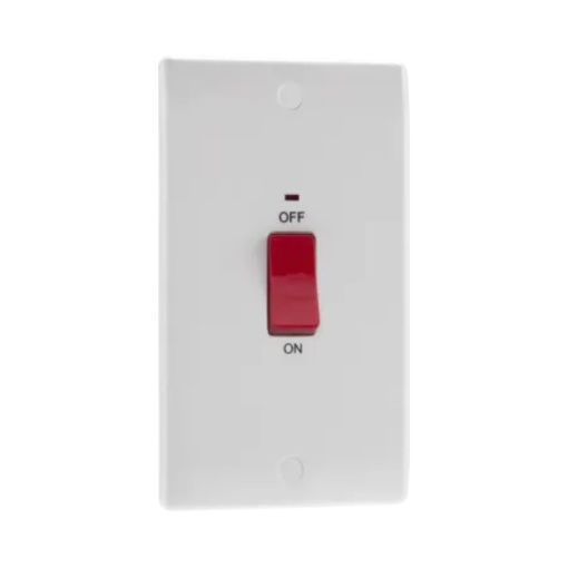 Picture of Double, Double Pole Switch With Indicator - 800 Series White Moulded