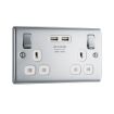 Picture of Double socket with USB - Polished Chrome - White Insert