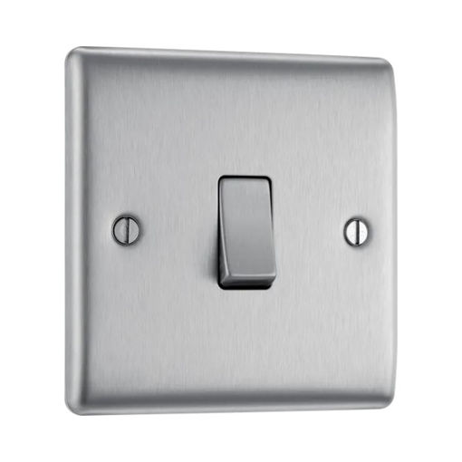 Picture of Single Light Switch, 2 Way - Brushed Steel