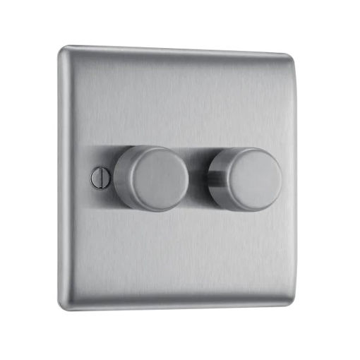 Picture of Single, Double Dimmer Switch - Brushed Steel