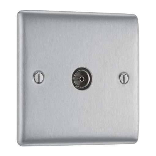 Picture of Co-Axial & Satellite Socket - Brushed Steel