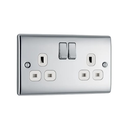 Picture of Double Socket - Polished Chrome - White Insert