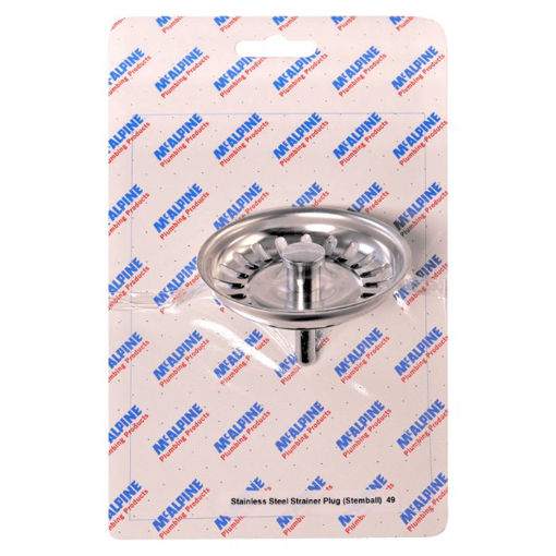 Picture of McAlpine Handipak (Card49) Stainless Steel Strainer Plug (Stemball)