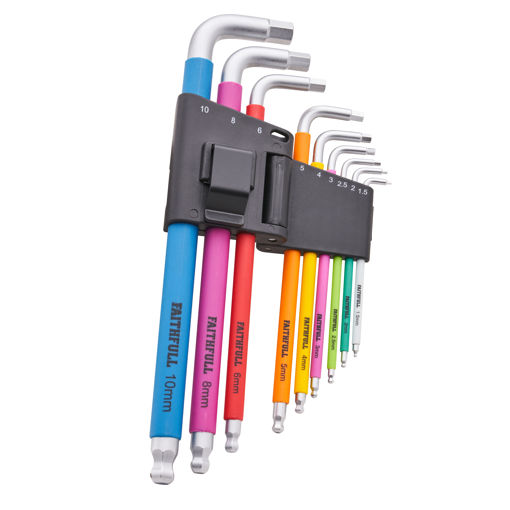 Picture of XMS25HEXKEY - Faithfull 9 Piece Colour Coded Hex Key Set