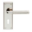 Picture of Serozzetta Quaranta Lock Lever On Latch Backplate Polished/ Satin Nickel
